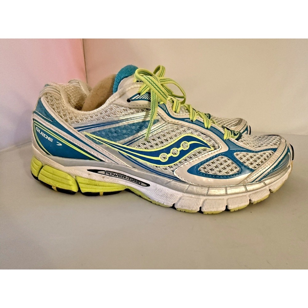 Saucony Women's 8 ProGrid Guide 7 Running Shoe Blue Green Gray Athletic Train